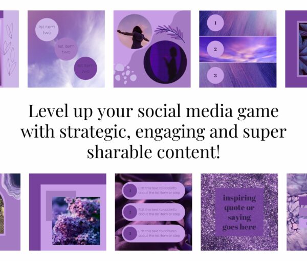 100 Purple Social Media Canva Templates