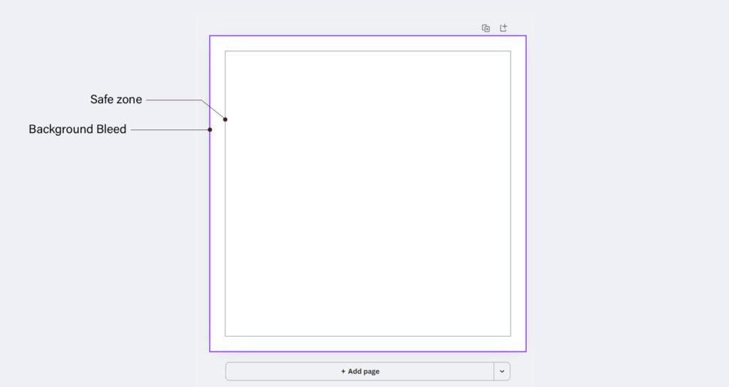 example of bleed and printing safe zone in Canva design
