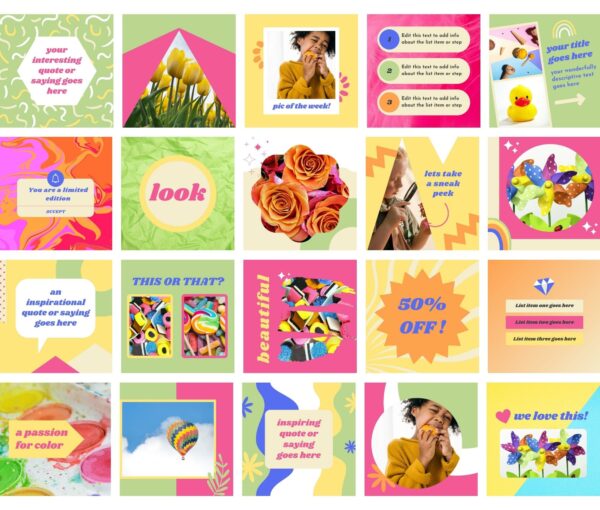 100 Colorful Social Media Canva Templates