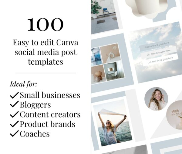 100 Minimalist Social Media Canva Templates