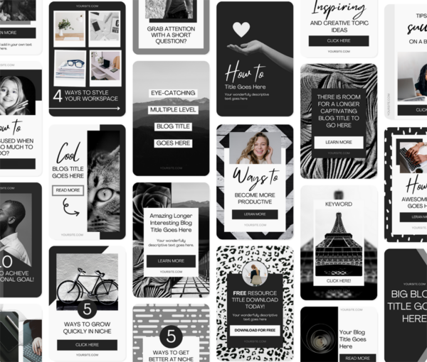 60 Black & White Pinterest Canva Templates