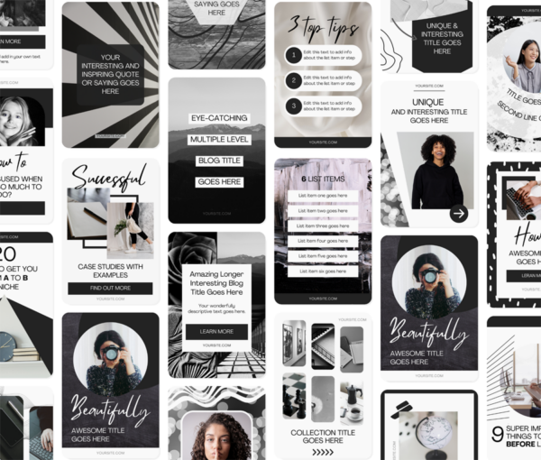 60 Black & White Pinterest Canva Templates