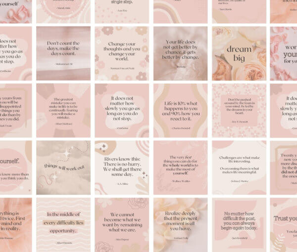 75 Beige and Pink Inspiring Quote Canva Templates