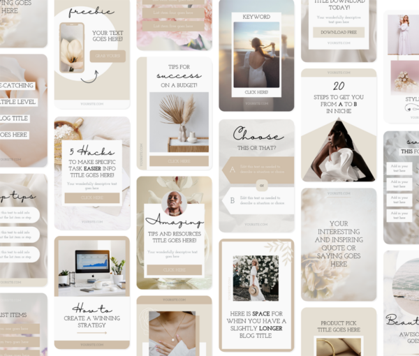 Pinterest Canva Templates | Natural Elegance Collection