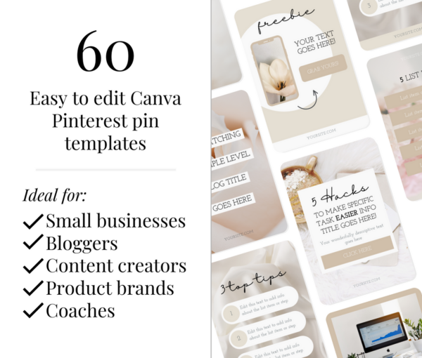 Pinterest Canva Templates | Natural Elegance Collection