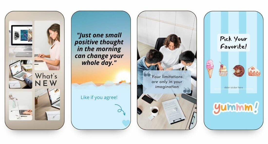 Example of four engaging Instagram story designs