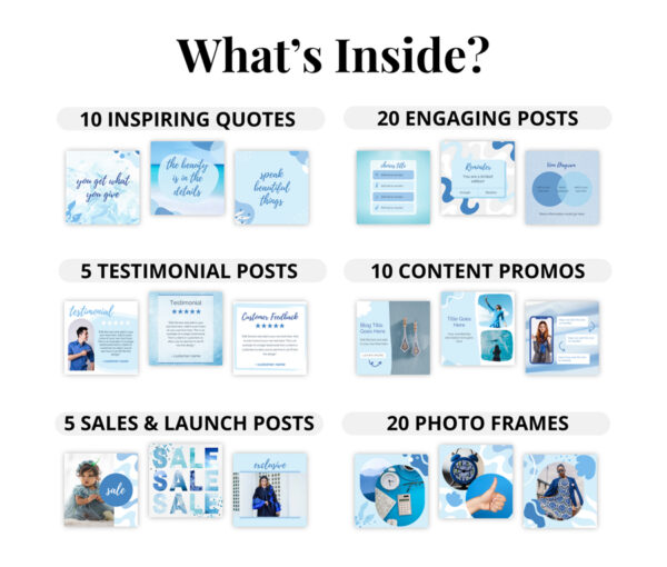Blue Branded Business Social Media Templates for Canva