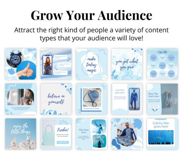 Blue Branded Business Social Media Templates for Canva