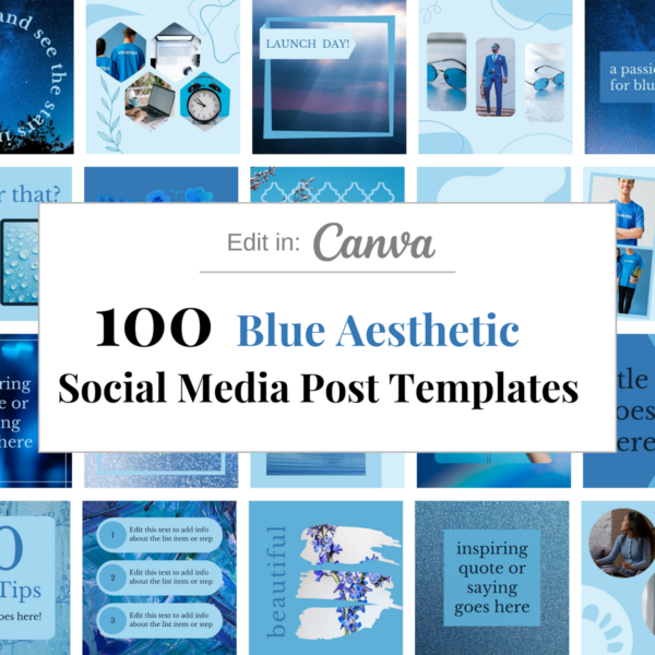 100 Blue Social Media Canva Templates