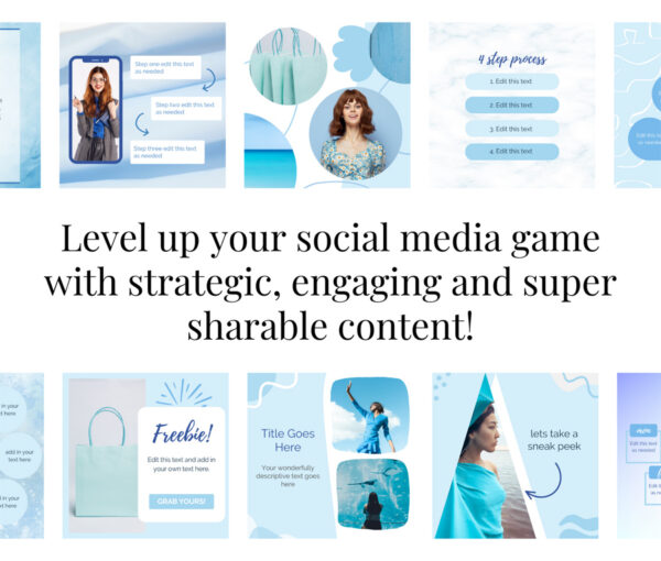 Blue Branded Business Social Media Templates for Canva