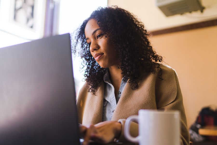 woman working on laptop