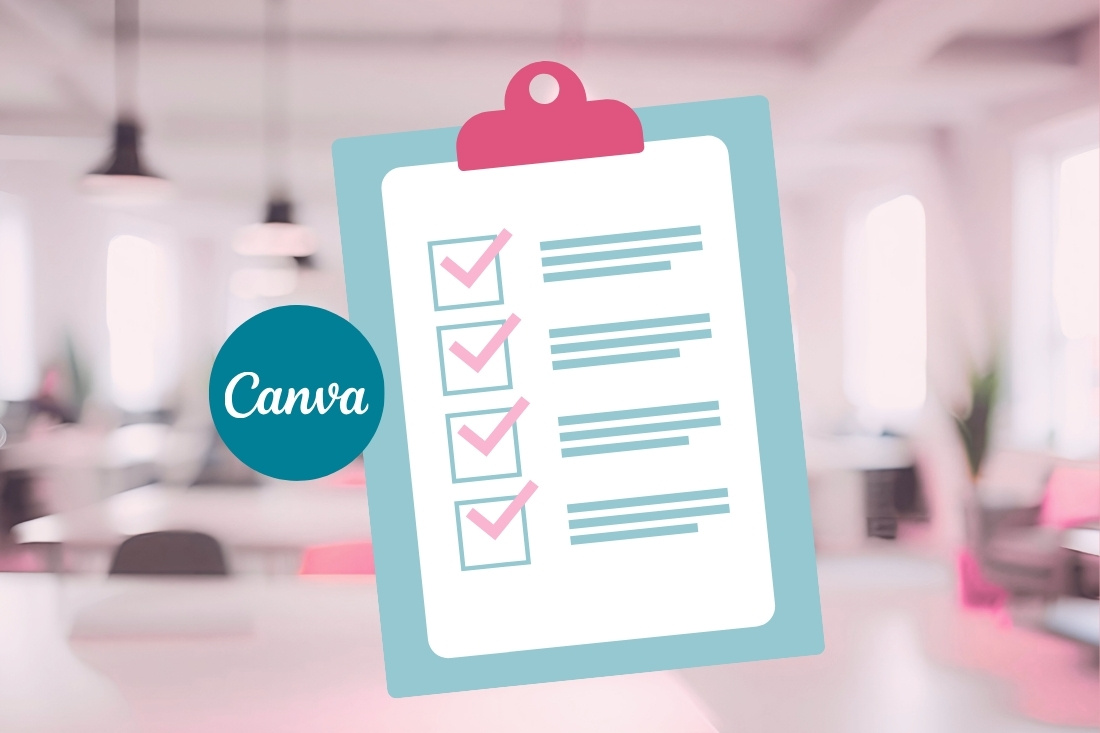 checklist graphic next to Canva logo
