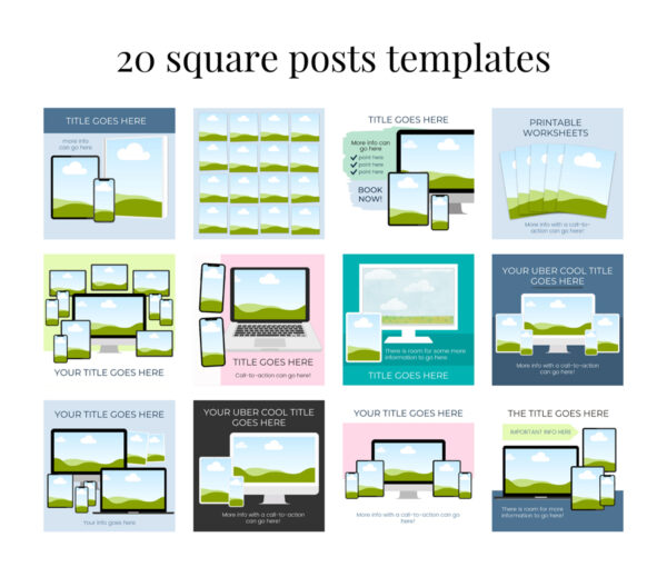 examples of square posts for Digital Product Mockup Templates for Canva