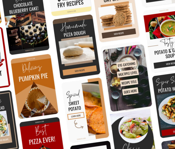 screenshot of several food blog pin designs