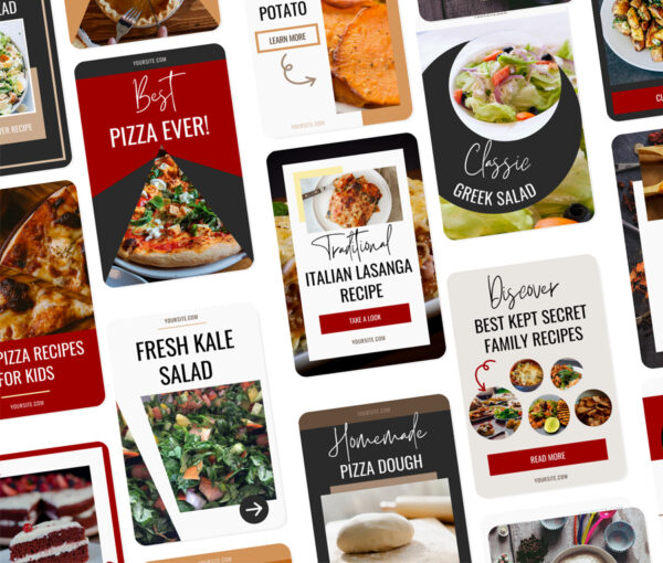 screenshot of several food blog pin designs