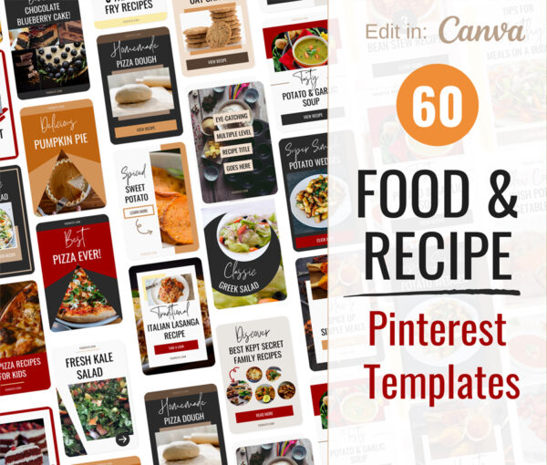 Title and screenshot of several food blog pin designs