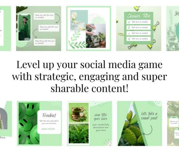 Green Social Media Templates for Canva