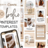 60 Neutral Boho Pinterest Canva Templates