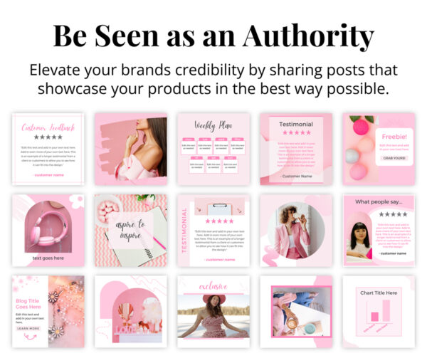 Pink business social media canva templates