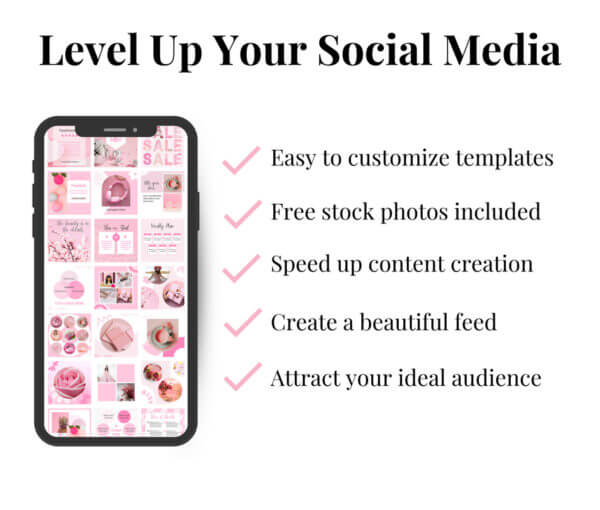 Pink business social media canva templates