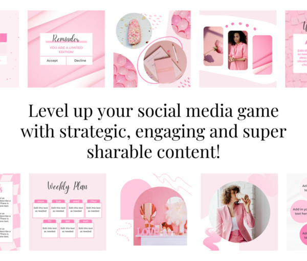 Social Media Canva Templates | Pretty in Pink Collection