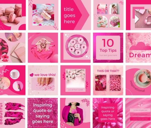 100 Pink Social Media Canva Templates