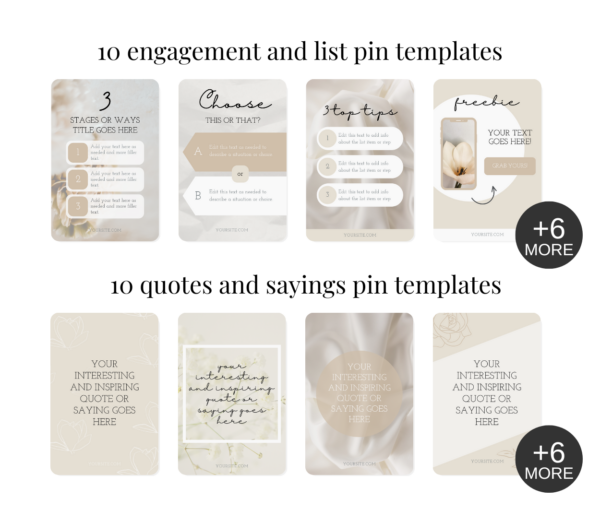 Pinterest Canva Templates | Natural Elegance Collection