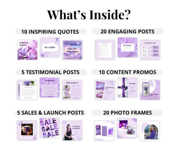 Purple Branded Business Social Media Post Templates for Canva