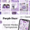 Purple Social Media Templates for Canva