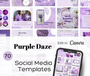 Purple Social Media Templates for Canva