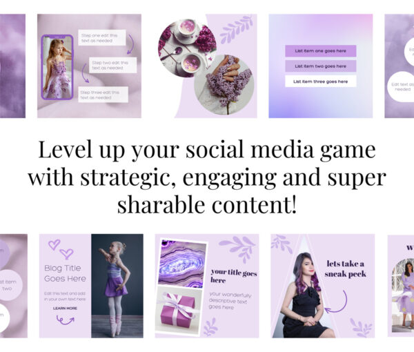 Purple Social Media Templates for Canva