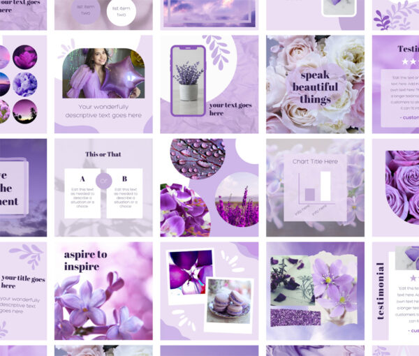 Purple Social Media Templates for Canva