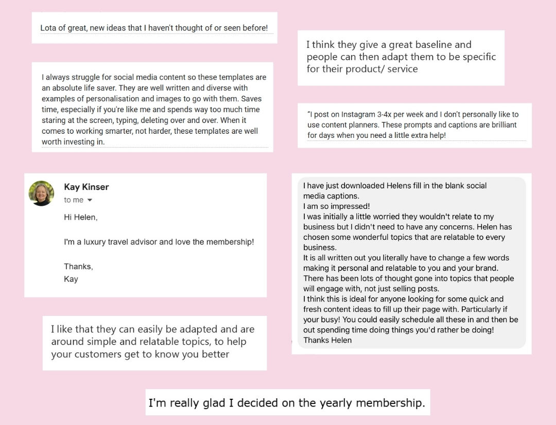 reviews, testimonials and comments about The Creatives Desk Content Membership