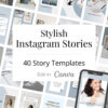 Product title images of the modern and stylish story templates pack for Canva