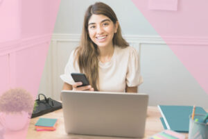 woman working on a laptop