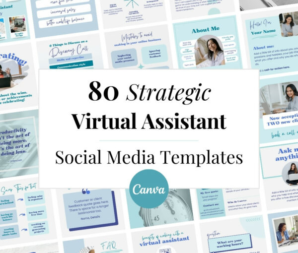 Virtual Assistant Social Media Canva Templates